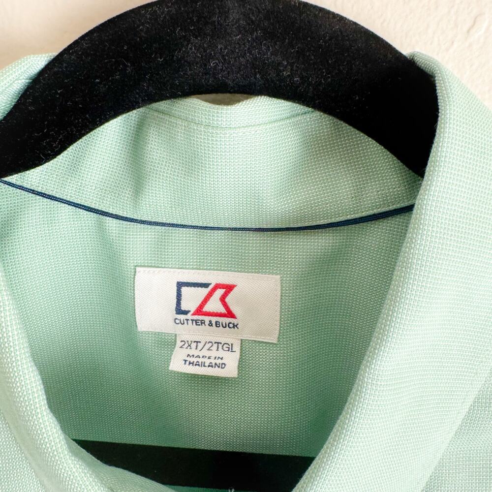 Cutter & Buck Green Easy Care Short Sleeve Casual Button Down Shirt 2XT Tall - Picture 4 of 9